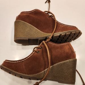 Sperry Suede Wedge Boots /New